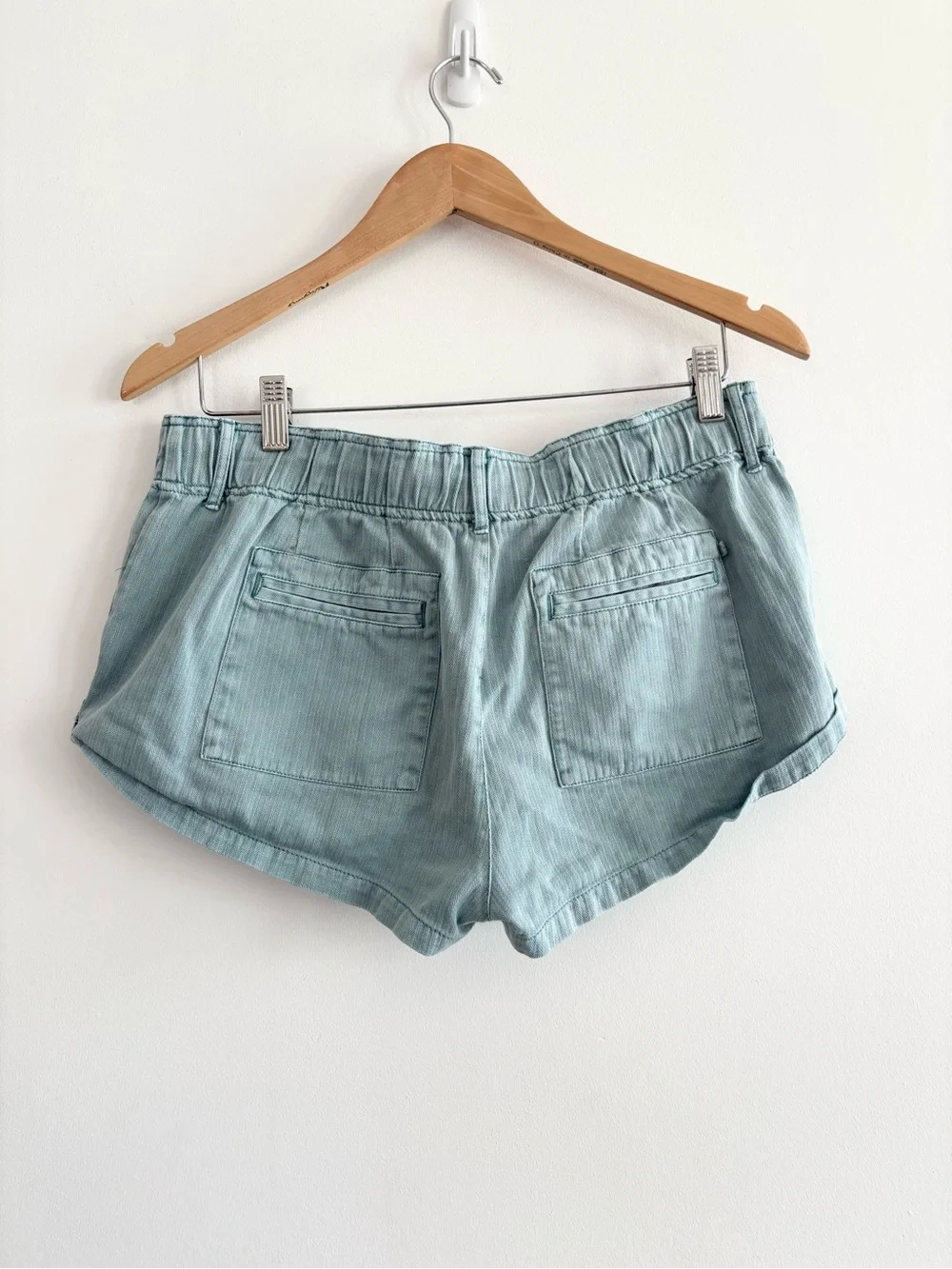 Free People Solid WAIMEA Slouchy Slate Blue Cargo Drawstring Shorts - Picture 7 of 13